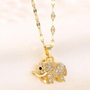 Elephant Pendant Necklace 18k Stainless Steel Gold plated, Non-Tarnish necklace.
