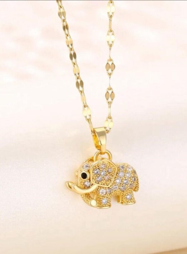 Elephant Pendant Necklace 18k Stainless Steel Gold plated, Non-Tarnish necklace.