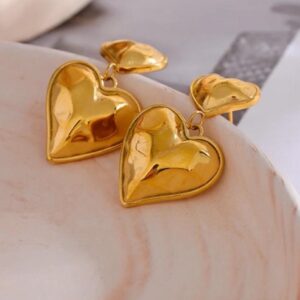 Heart Cast Gold drp earring, Non-Tarnish.